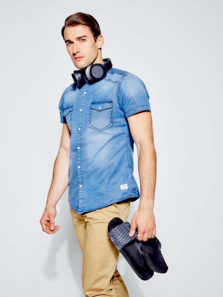 sony h.ear on black headphones with beach sliders