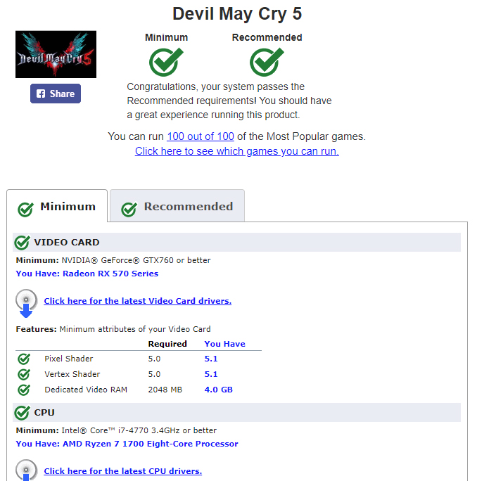 CAN I RUN THIS rezultate pentru Devil May Cry 5