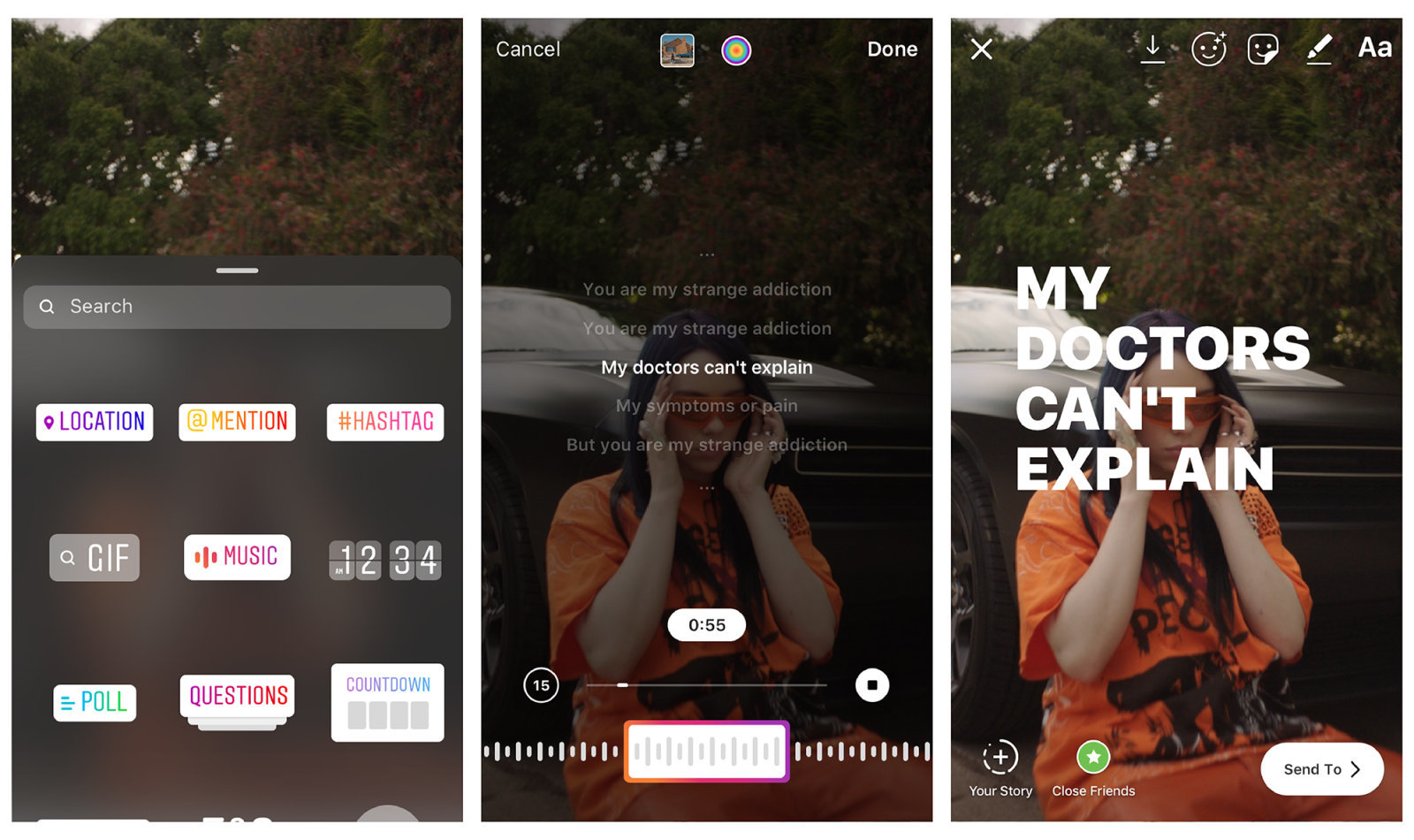 instagram stories versuri melodii