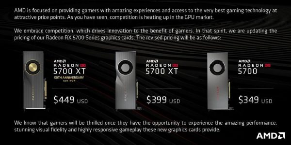 AMD reduce prețurile gamei Radeon RX 5700 și contracarează gama „Super” de la Nvidia