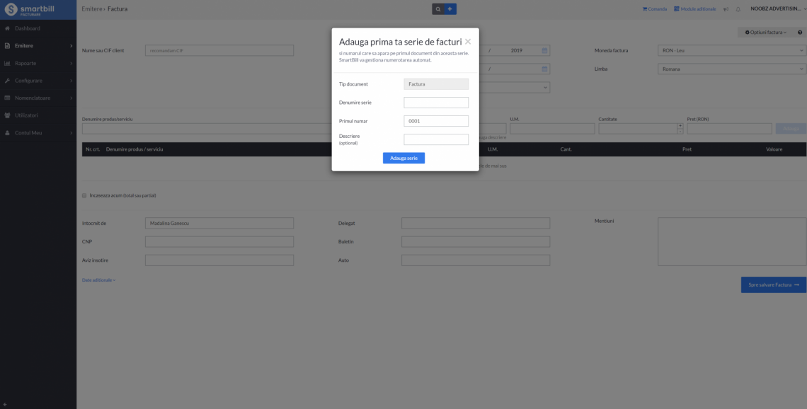 emitere factura Smartbill