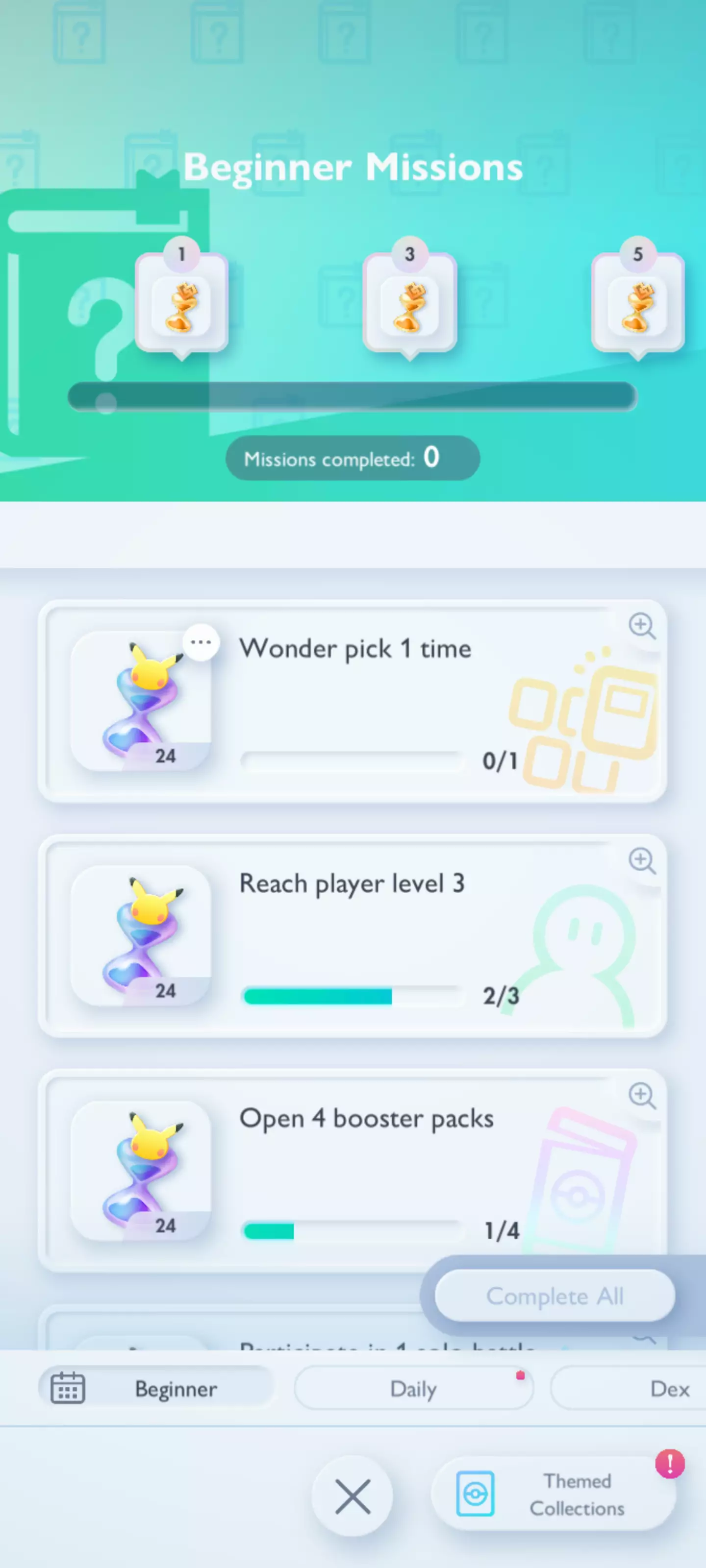 Misiuni în Pokémon TCG Pocket |