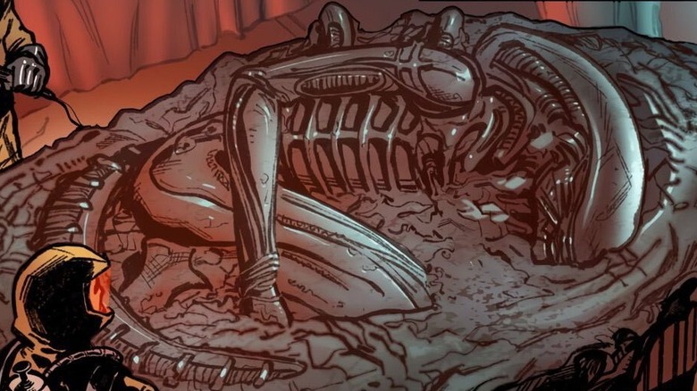 Xenomorful în coconul său în Alien: Romulus #1