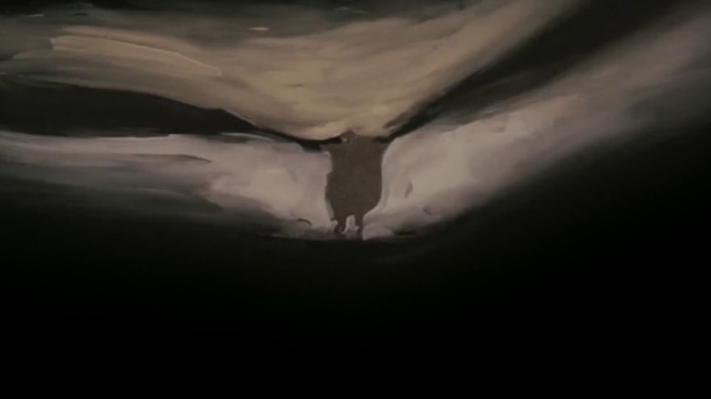 O formă abstractă de pasăre din cartea de vanitate Scott Free