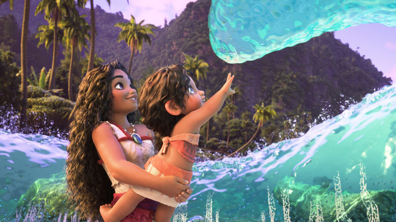 Auli'i Cravalho ca Moana și Khaleesi Lambert-Tsuda ca Simea se împrietenește cu oceanul în Moana 2