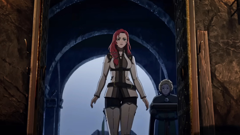 Hera intră într-o sală printr-o pereche de uși în The Lord of the Rings: The War of the Rohirrim