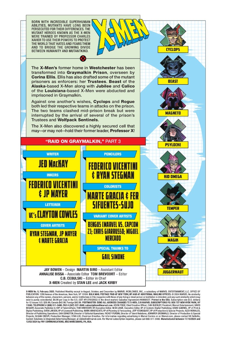 Pagina de recapitulare X-Men #9