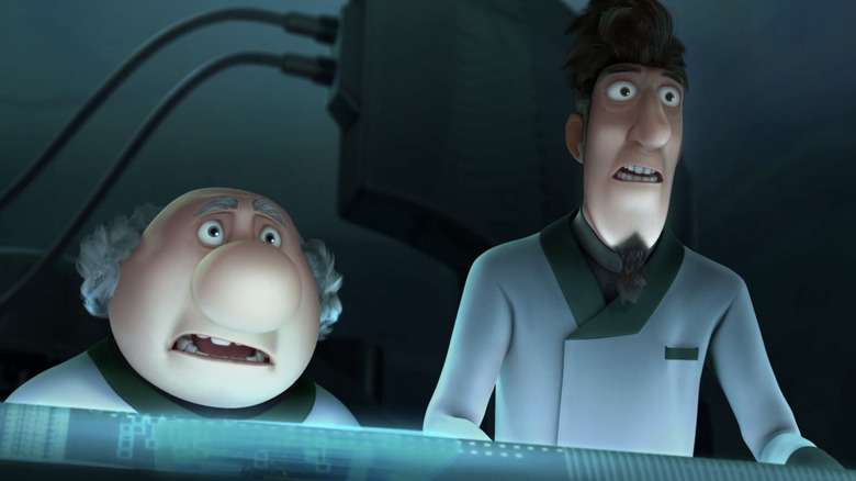 Astro Boy 2009 Dr. Elefun și Dr. Tenma părând șocați