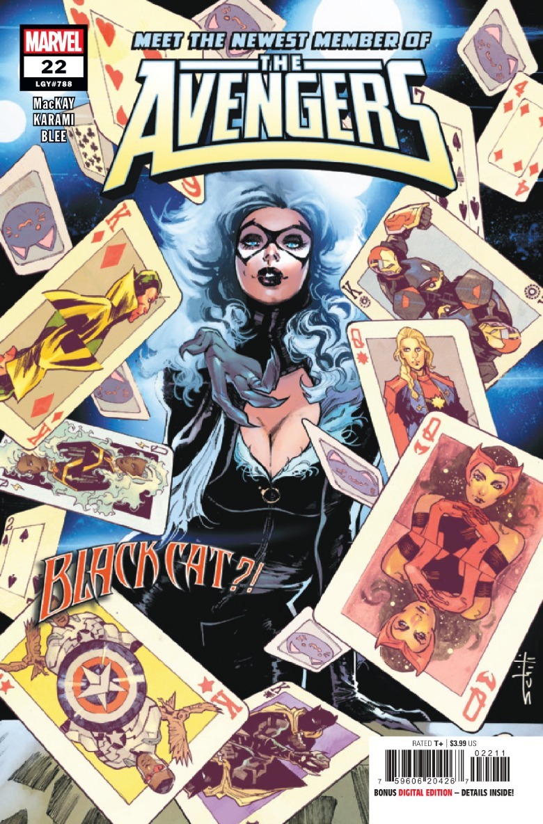Avengers #22 coperta Black Cat cu Avengers