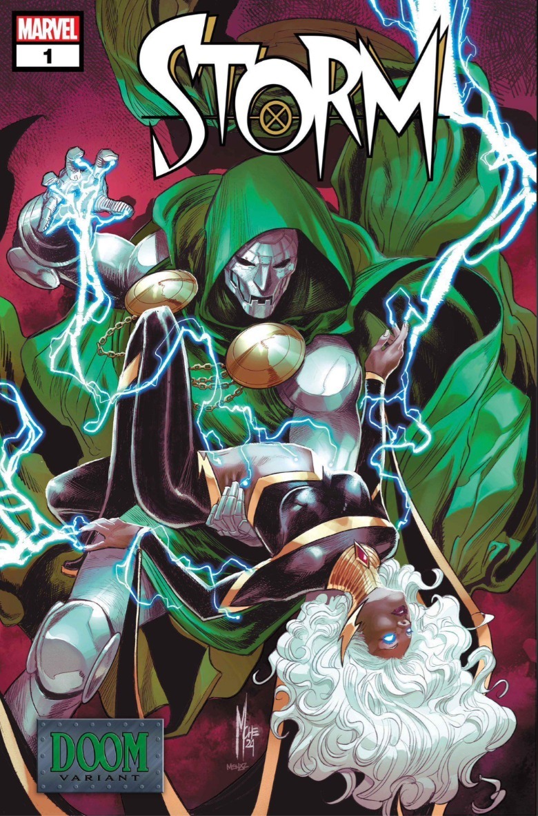 Storm # 1 Doctor Doom ținând Storm și drenându-și puterea