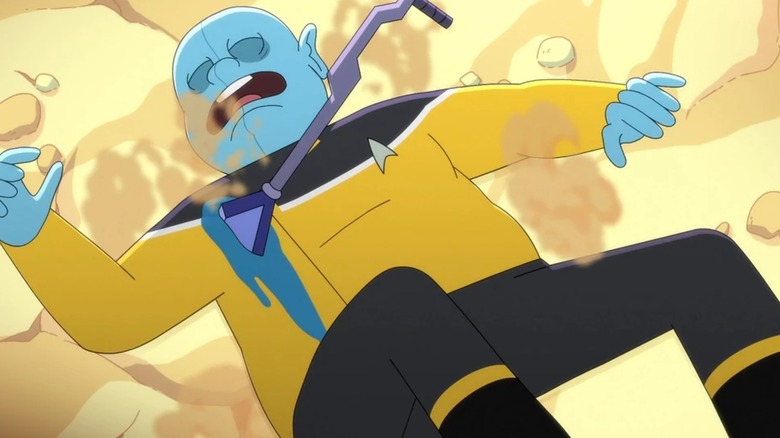 Vendome -ul lui Sam Richardson căzând într -o groapă după ce a fost scos în Star Trek: Puncturile inferioare