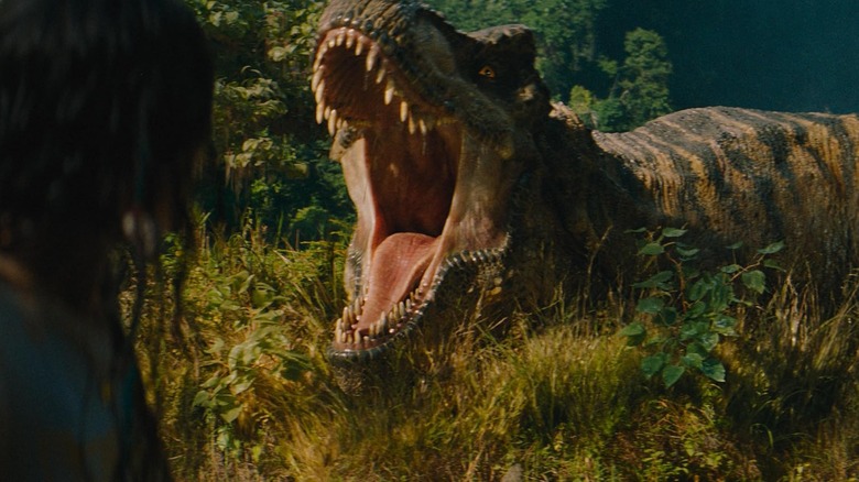 T-Rex Roaring in Jurassic World Renaștere