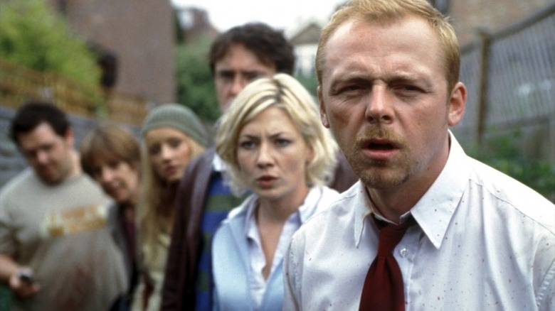 Distribuția lui Shaun of the Dead, cu Shaunul lui Simon Pegg în focalizare în față