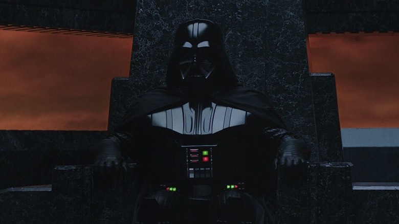Darth Vader stând în tronul său în castelul său de pe Mustafar în Obi-Wan Kenobi