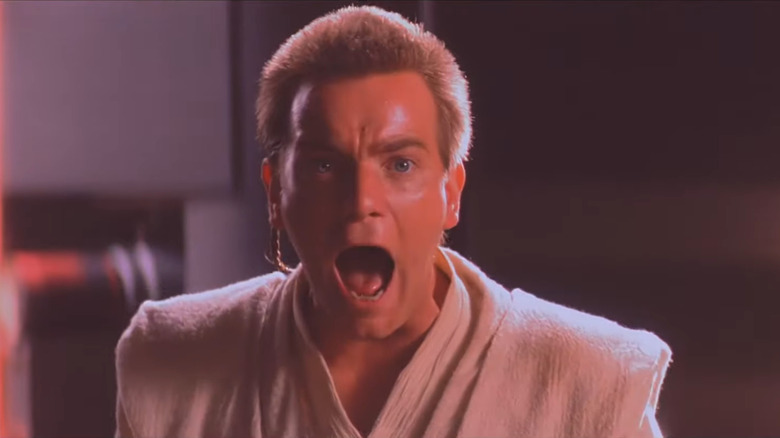 Star Wars: The Phantom Menace, Obi-Wan urlând „Nu!” în timp ce îl privea pe Qui-gon murind