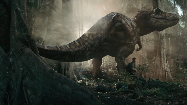 T-Rex trece prin jungla în războiul primitiv