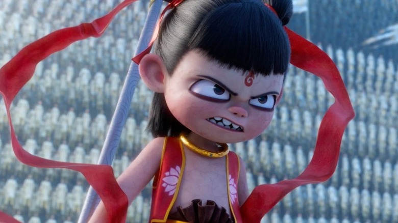 Ne Zha Snarling Pregătindu -se pentru luptă în Ne Zha 2