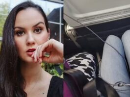 S-a plâns că era înghesuită între doi pasageri obezi