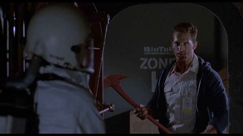 Un bob infectat are un topor de macinat în semnul de avertizare