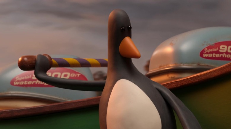 Pene Direcționând o barcă de viteză în Wallace & Gromit: răzbunare cea mai mare păsări