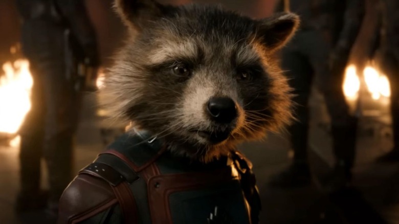 Rocket Raccoon în Guardians of the Galaxy Vol. 3 Înconjurat de foc