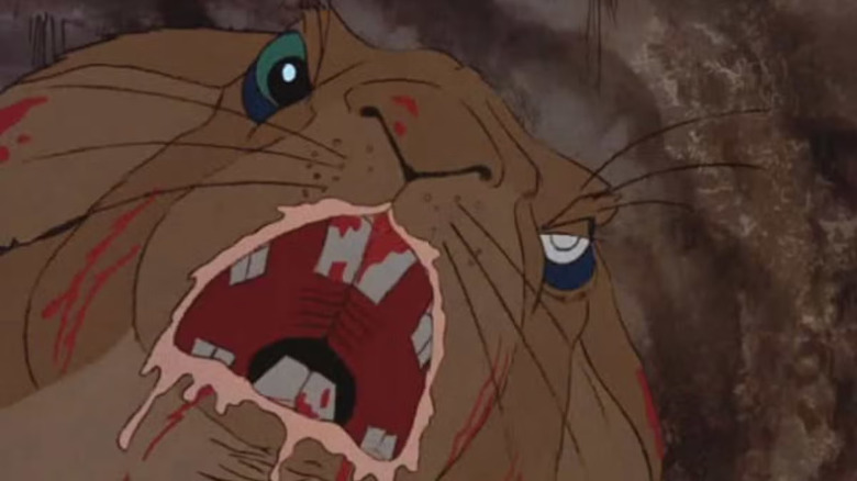 General Woundwort cu gura spumoasă și stropi de sânge în Watership Down