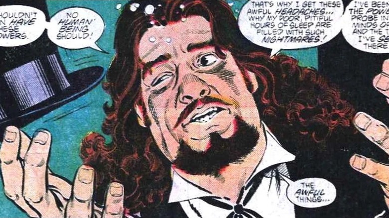 Milton Fine ținând o pălărie de top și arată disperat în Superman