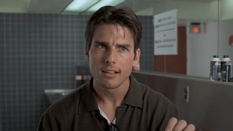 Tom Cruise are o conversație intensă într-o toaletă în rolul lui Jerry Maguire