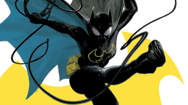 Cassandra Cain legănându-se dintr-un cablu în Batgirl