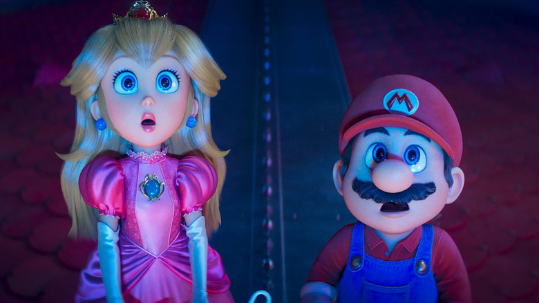 Peach și Mario se uită la cer în filmul The Super Mario Galaxy