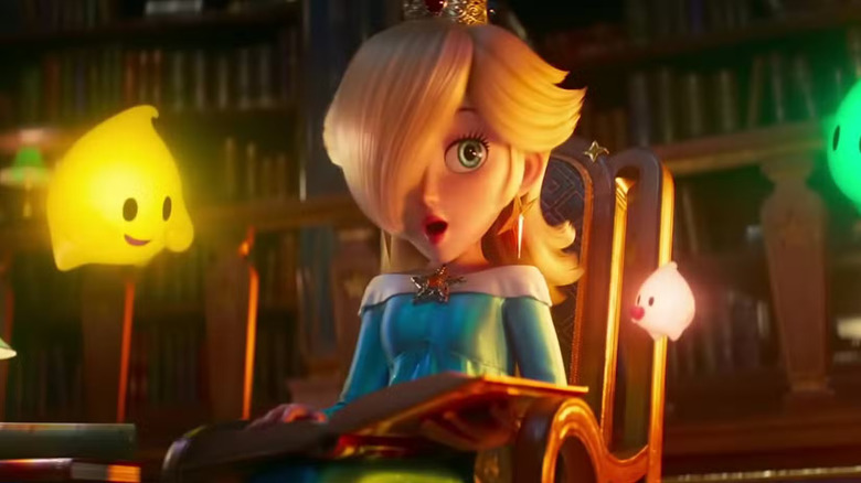 Rosalina înconjurată de Lumas în filmul The Super Mario Galaxy