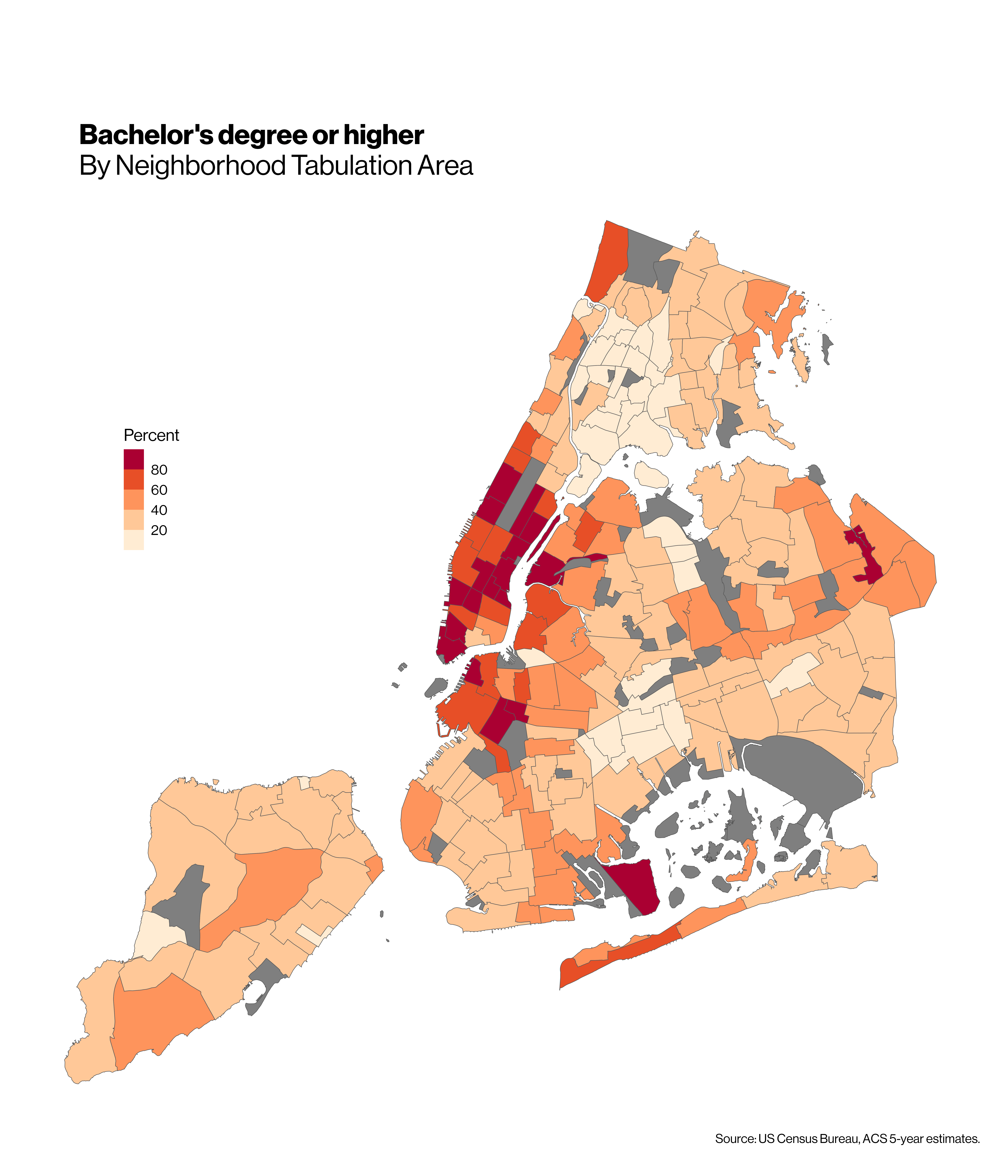 Licență sau diplome superioare în cadrul NTA, estimări ACS pe 5 ani.