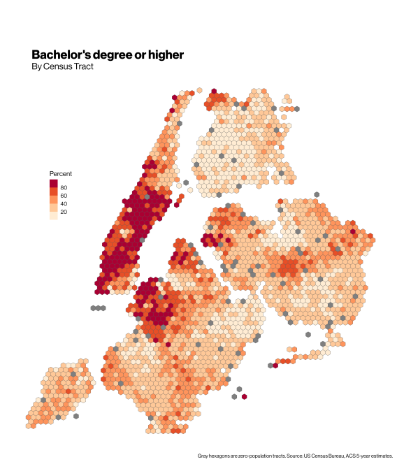 Harta hexagonală BA la nivel de tract