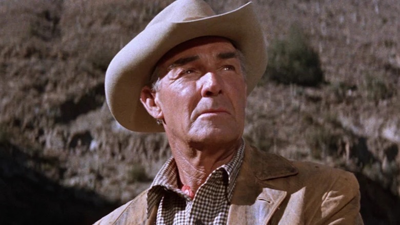 Randolph Scott este o pălărie albă cu intenții rele ca Gil Westrum în Ride the High Country