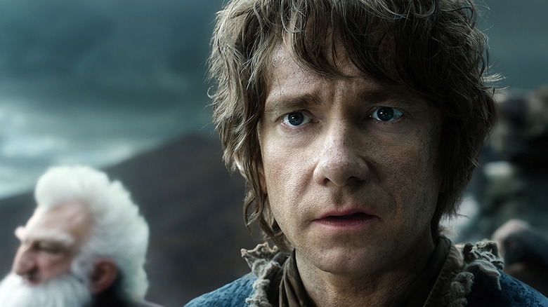 Prim-plan al lui Bilbo din trilogia Hobbit