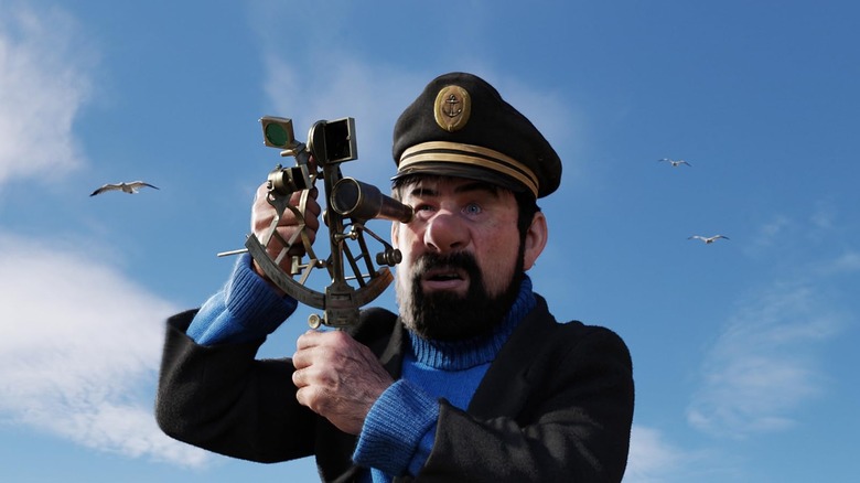 Căpitanul Haddock privind peste ocean în Aventurile lui Tintin