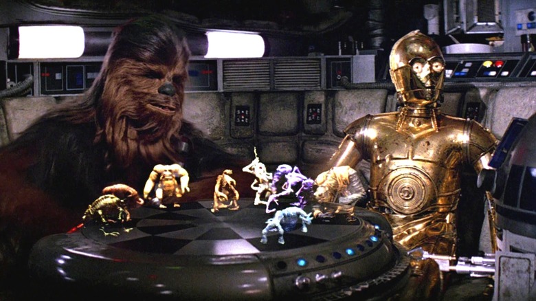 Chewbacca și R2D2 jucându-l pe Dejarik în Star Wars