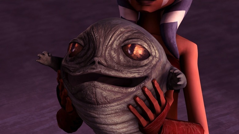 Ahsoka Tano îl ține pe Rotta Hutt-ul când era un copil în Star Wars: The Clone Wars