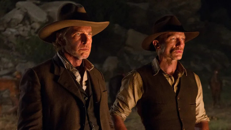 Jake Lonergan al lui Daniel Craig stă alături de Woodrow Dolarhyde al lui Harrison Ford în Cowboys & Aliens
