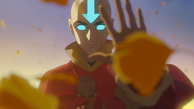 Aang intră în starea Avatar în Avatar Aang: The Last Airbender