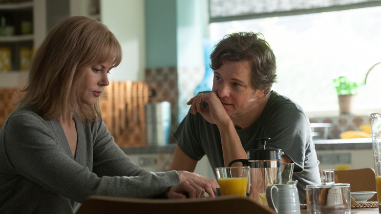 Nicole Kidman în rolul lui Christine stând la masa de mic dejun cu Colin Firth în rolul lui Mike în Before I Go to Sleep