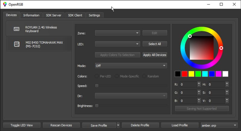 OpenRGB 1.0 aduce în sfârșit ordine în controlul RGB multiplatform 2 Interfață OpenRGB 1.0 care arată controlul luminii RGB pentru tastaturi, plăci de bază și GPU