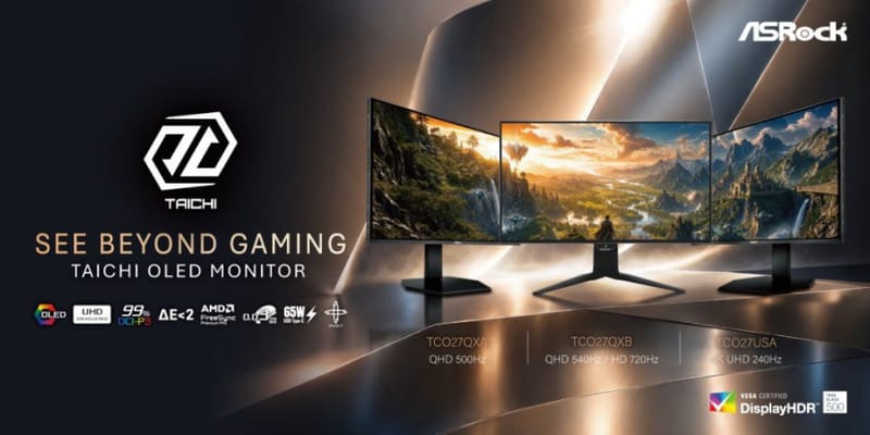 Monitoarele OLED ASRock Taichi debutează cu până la 720 Hz 2 Monitoarele OLED ASRock Taichi s-au aliniat arătând iluminarea din spate și rame subțiri