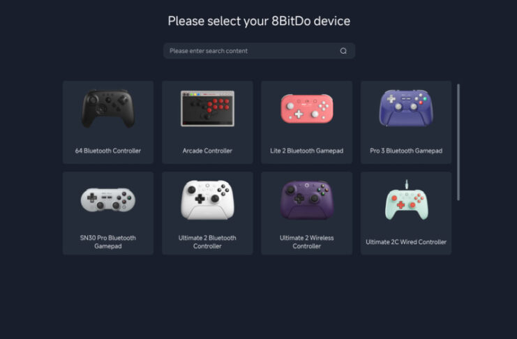 8BitDo Ultimate Software Online browser configuration tool shown on a laptop screen