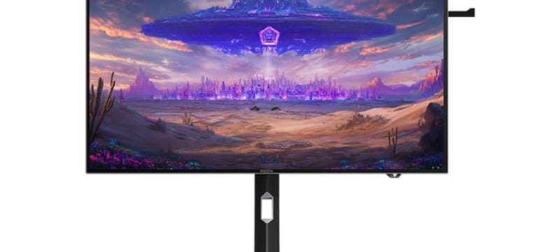 Monitorul emblematic pentru jocuri de la AOC primește un panou OLED mai luminos 1 Monitorul AOC AGP327UZD care arată ecranul său de jocuri WOLED de 32 de inchi pe un suport