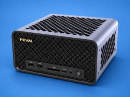 FEVM FA80G mini PC chassis showing its compact 2.6-litre gaming design
