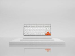 Mchose Ace75 Hall effect keyboard shown in a colour-matched aluminium case on Kickstarter