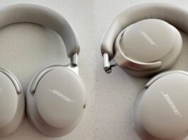 Bose QuietComfort Ultra Headphones Gen 2 shown from the side, the first Bose model with Bose Auracast support