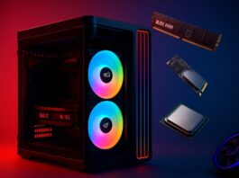 Gaming PC motherboard with 32GB RAM gaming PCs memory sticks installed in dual-channel slots
