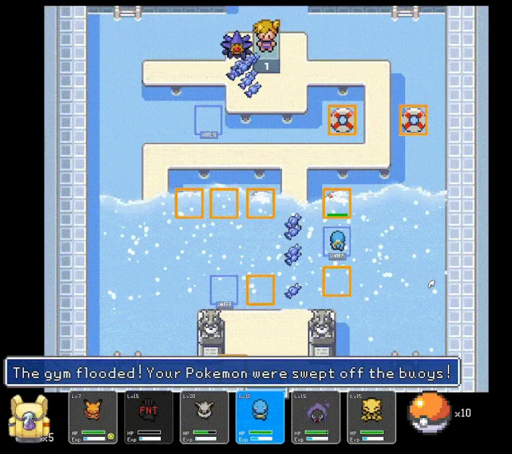 Toate cele opt săli de sport Kanto prezintă provocări unice înainte de confruntarea cu Elite Four (yNvRR/itch.io)
